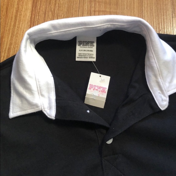 NWT PINK Rugby Logo Collared Shirt MEDIUM Retails $50 - Picture 3 of 10